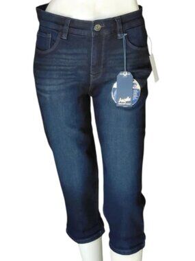 Angels Forever Young High Rise Indigo Blue Denim Cropped Cotton Capri Jeans. 6